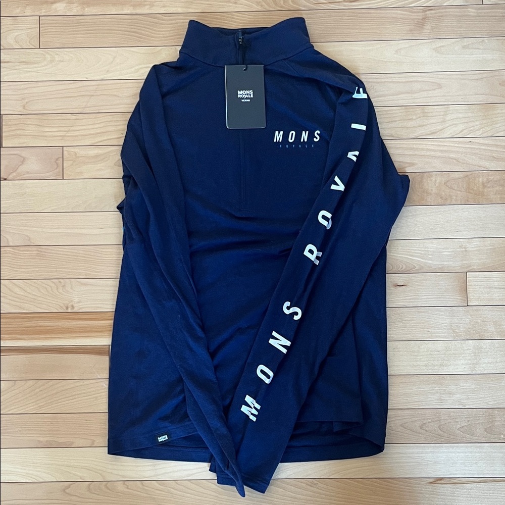 Mons Royale Men's Navy Zip Up Sweater